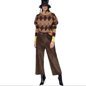 Zara| Corduroy Cropped Wide Leg Pants